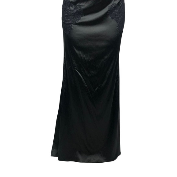 Lulus Satin Lace Trim Evening Gown Formal Maxi Dress Size 8 Party Prom Y2K Goth - Picture 6 of 12